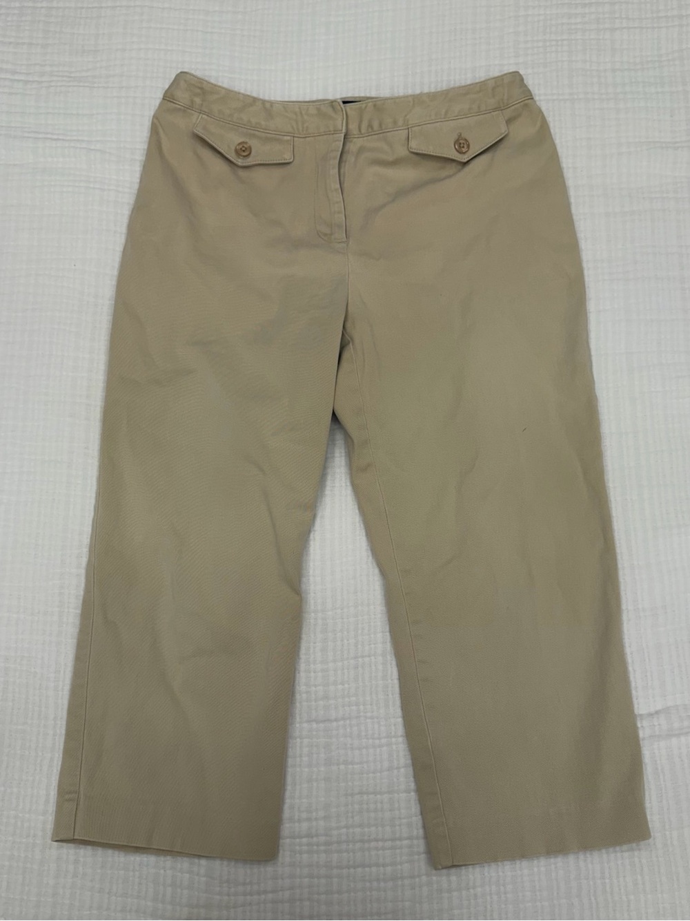 ann taylor low rise khaki capri pants
